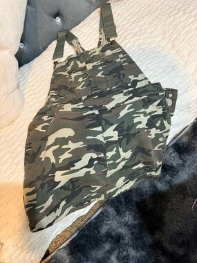 Old Navy Camo Utility Overalls in Green and Black
